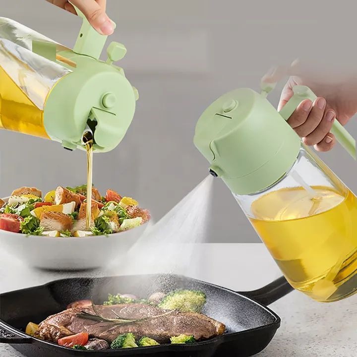 2-in-1 Glass Oil Sprayer & Dispenser Bottle – Leakproof Olive Oil Spray for Air Fryer, BBQ, Salad & Cooking