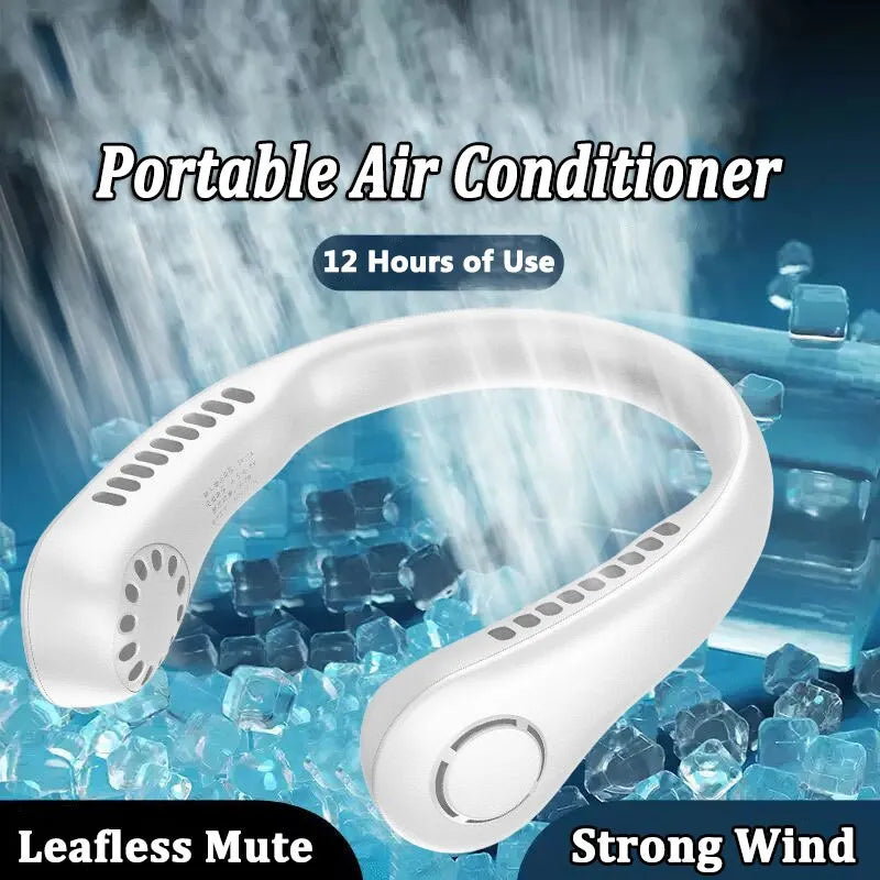 Portable Rechargeable Neck Fan – USB Bladeless Hands-Free Personal Cooling Fan for Travel, Sports & Outdoor