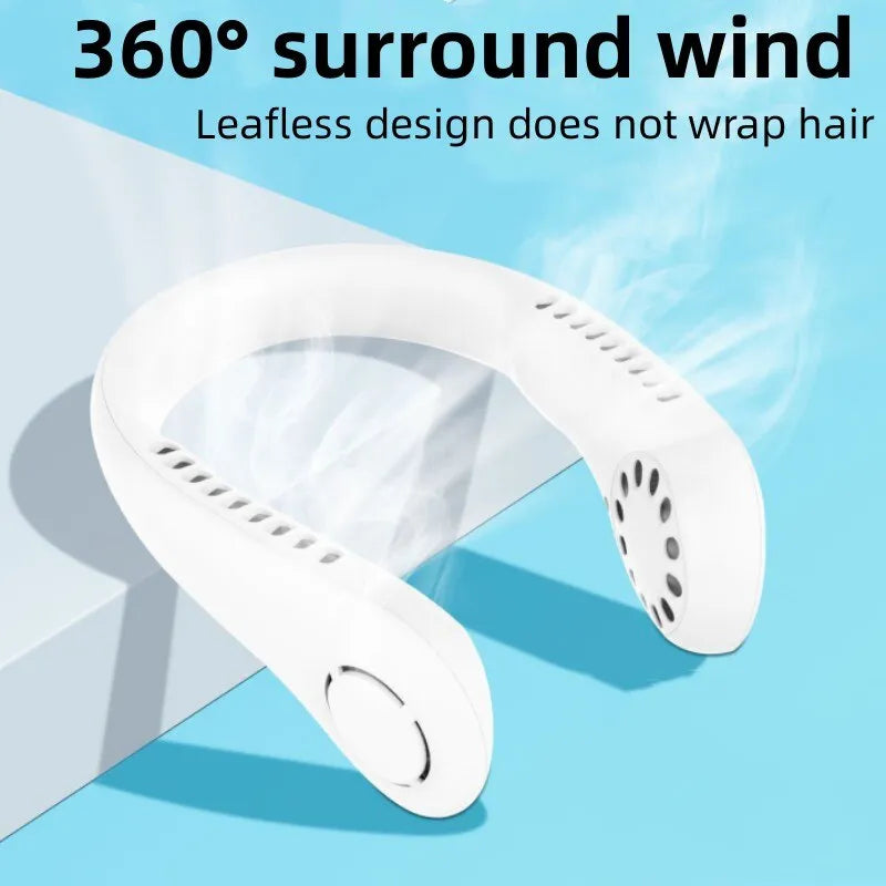 Portable Rechargeable Neck Fan – USB Bladeless Hands-Free Personal Cooling Fan for Travel, Sports & Outdoor