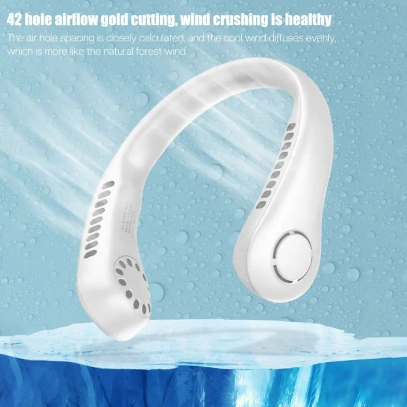Portable Rechargeable Neck Fan – USB Bladeless Hands-Free Personal Cooling Fan for Travel, Sports & Outdoor