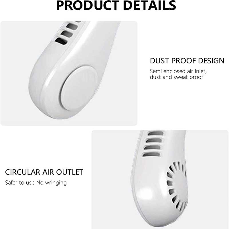 Portable Rechargeable Neck Fan – USB Bladeless Hands-Free Personal Cooling Fan for Travel, Sports & Outdoor