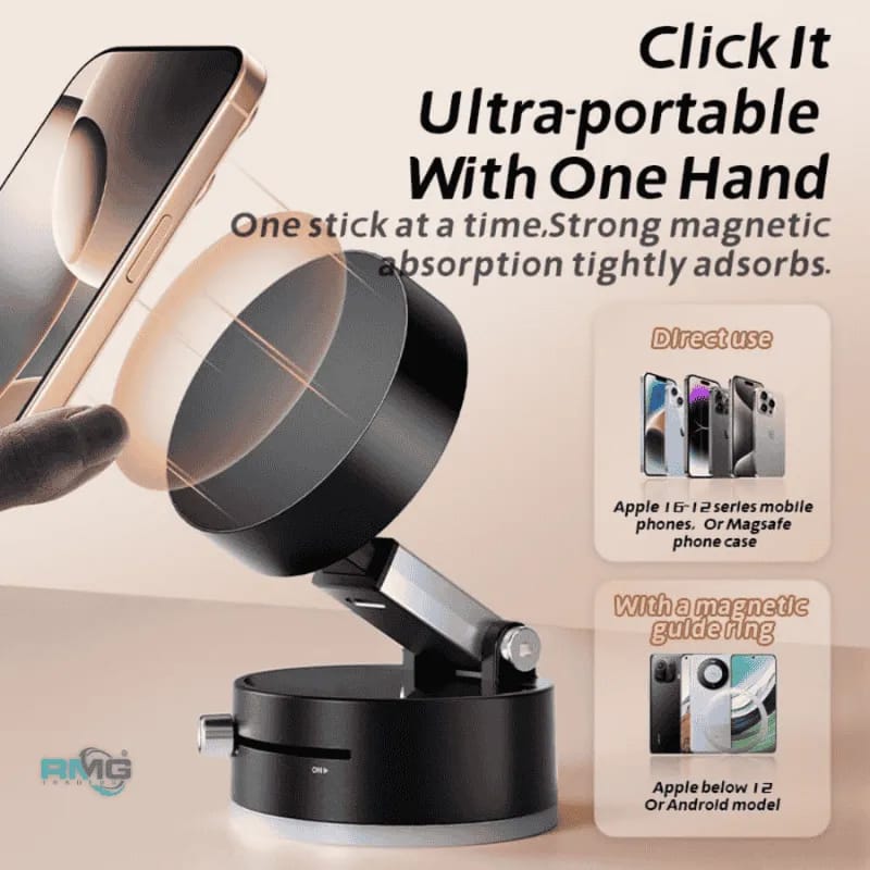 360° Magnetic Suction Phone Holder – Foldable Adjustable Phone Mount for Car, Desk, Kitchen & Bathroom