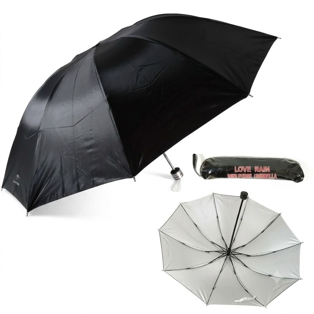Mini Pocket Umbrella – Compact Lightweight Folding Travel Umbrella with 8-Rib Windproof Frame & Storage Bag for Rain & Sun Protection