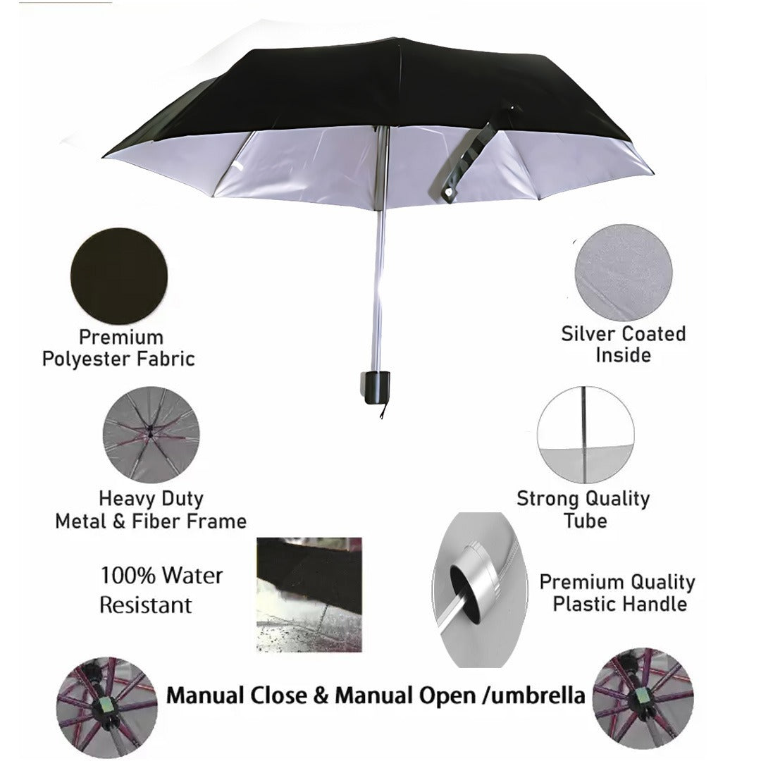 Mini Pocket Umbrella – Compact Lightweight Folding Travel Umbrella with 8-Rib Windproof Frame & Storage Bag for Rain & Sun Protection