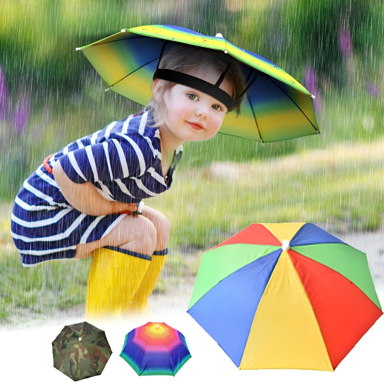Umbrella Hat Portable UV Protection – Hands-Free Sun & Rain Shield | Lightweight Foldable Unisex Wearable Umbrella